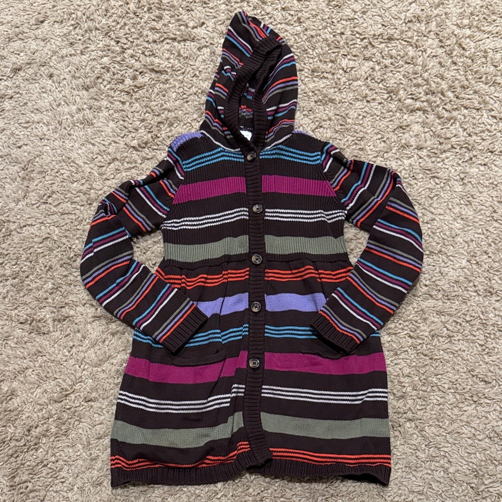 Hanna Andersson Multicolor Striped Sweater Dress Coat